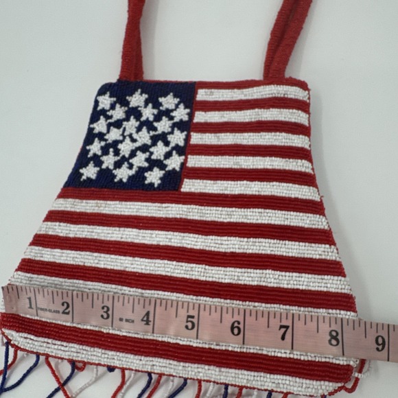 Sea Glass Collection New York Hong Kong Hand Beaded American Flag Fringe Bag NEW - Picture 11 of 13